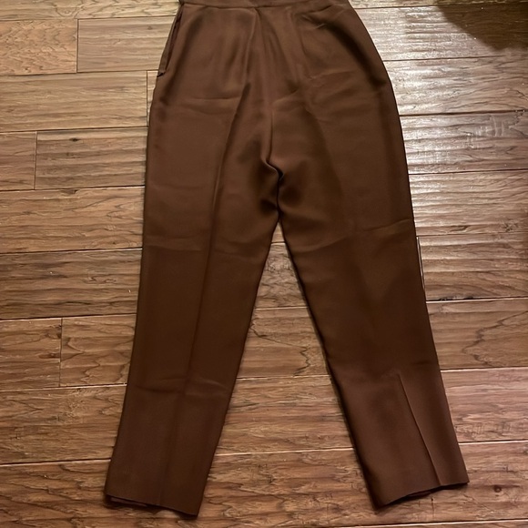 Vintage Ann Taylor 6 High-Rise Brown Silk Tailored Women’s Pants - Picture 7 of 7